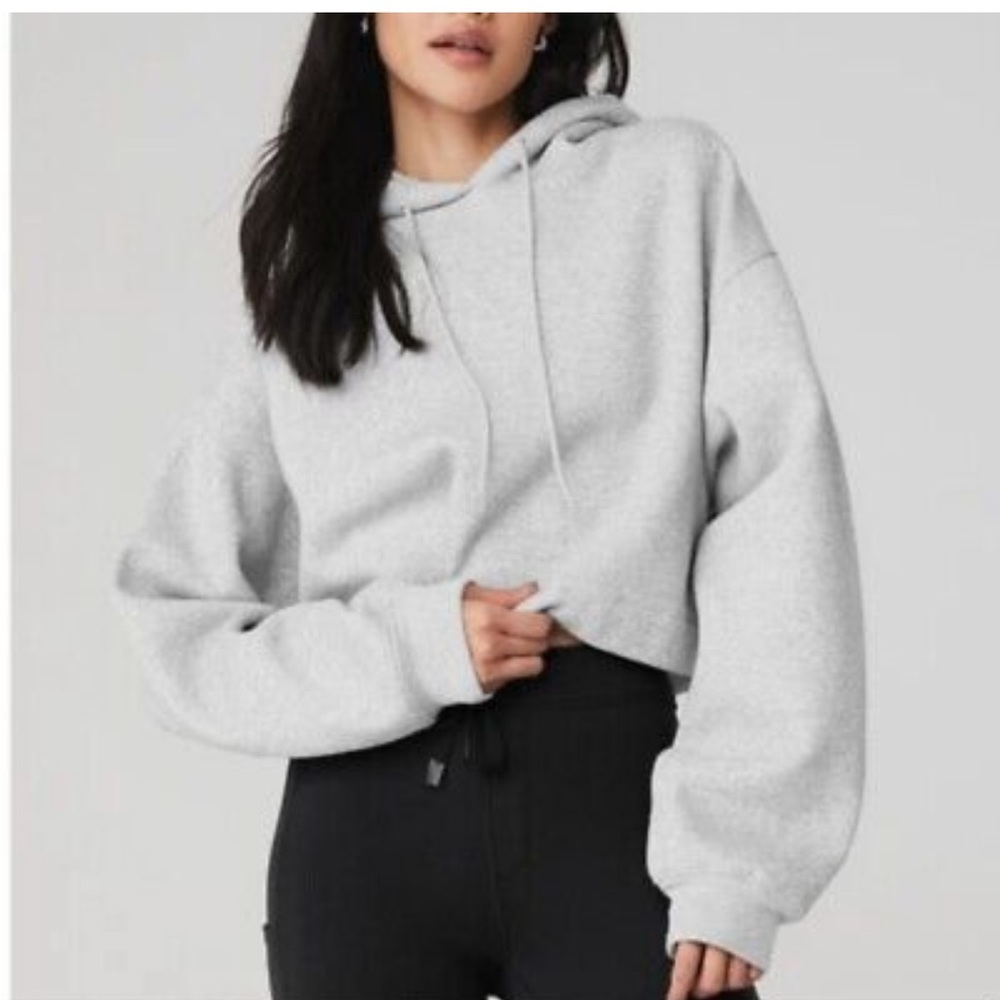 COPY - Alo Yoga Bae Cropped Hoodie Grey Heather S